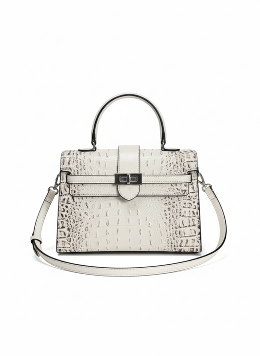 Glamorous Golden Croc-Embossed Bag Set