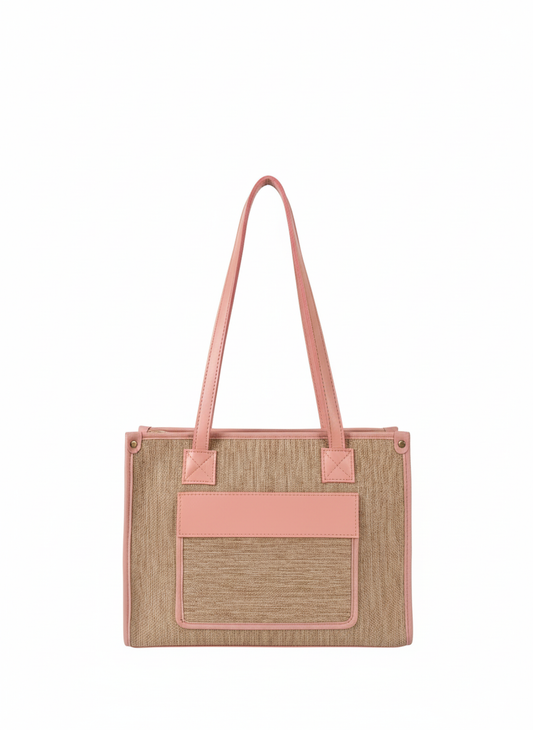 💖 Canvas & Pastel Pink Structured Tote 💖