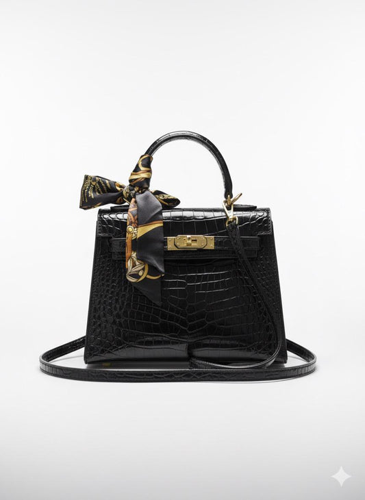 Hermès Kelly Sellier in Black Crocodile