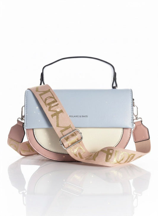 Trendy Pastel Color-Block Crossbody with Statement Strap